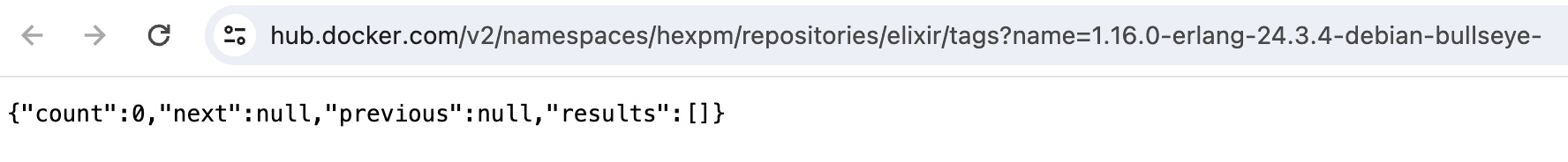 empty docker images list